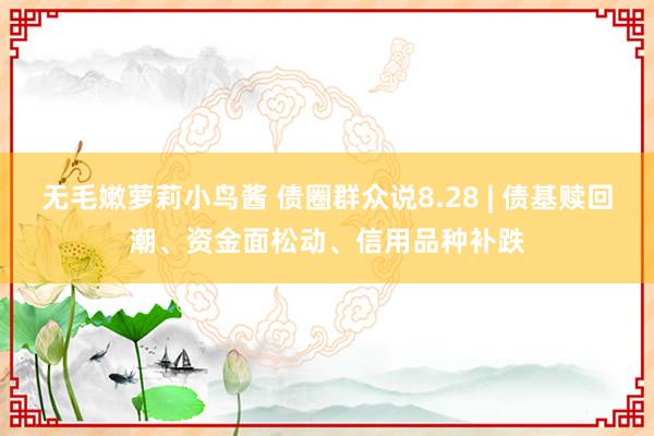 无毛嫩萝莉小鸟酱 债圈群众说8.28 | 债基赎回潮、资金面松动、信用品种补跌
