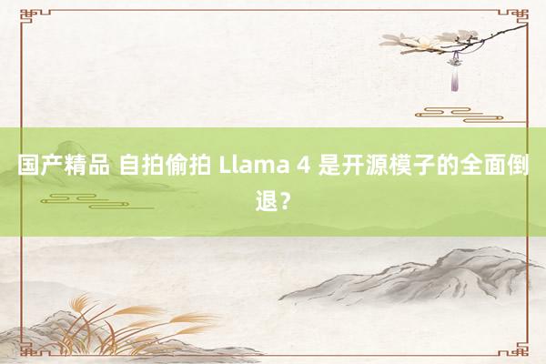 国产精品 自拍偷拍 Llama 4 是开源模子的全面倒退？
