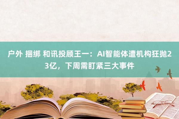 户外 捆绑 和讯投顾王一：AI智能体遭机构狂抛23亿，下周需盯紧三大事件
