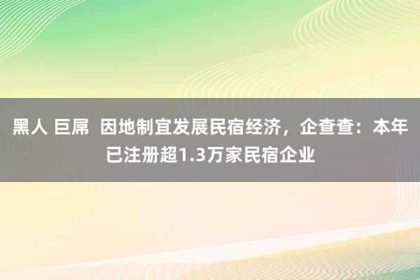 黑人 巨屌  因地制宜发展民宿经济，企查查：本年已注册超1.3万家民宿企业